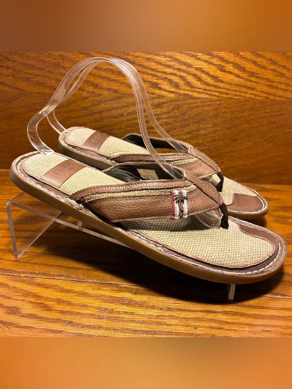 Margaritaville Brown Leather Flip Flop Sandals Jimmy Buffett Men’s 11